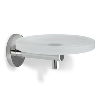 Wall Mounted Round Frosted Glass Soap Dish with Brass StilHaus VE09